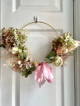 Load image into Gallery viewer, 10” Sage &amp; Pink Dried Floral Hoop
