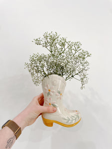 Cowgirl Boot with dried baby’s breath