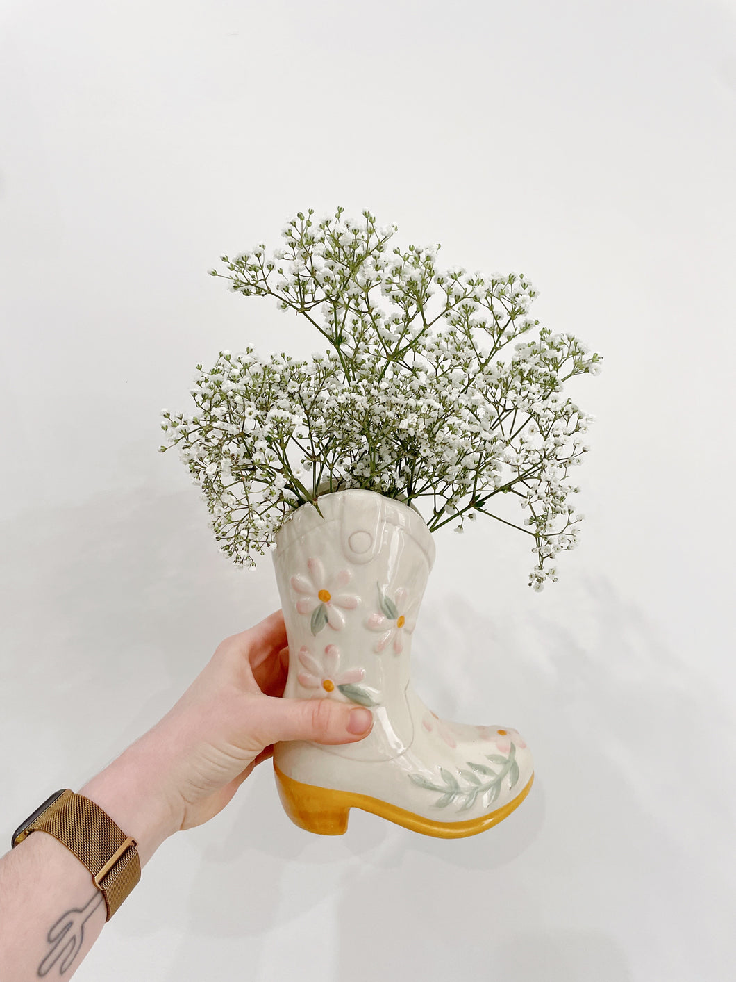 Cowgirl Boot with dried baby’s breath