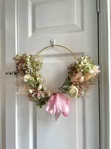 10” Sage & Pink Dried Floral Hoop