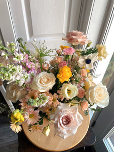 Large Pastel Arrangement in Ceramic Compote