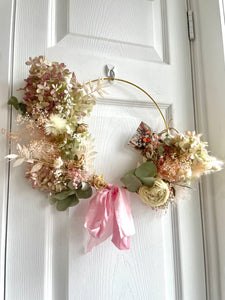 10” Sage & Pink Dried Floral Hoop