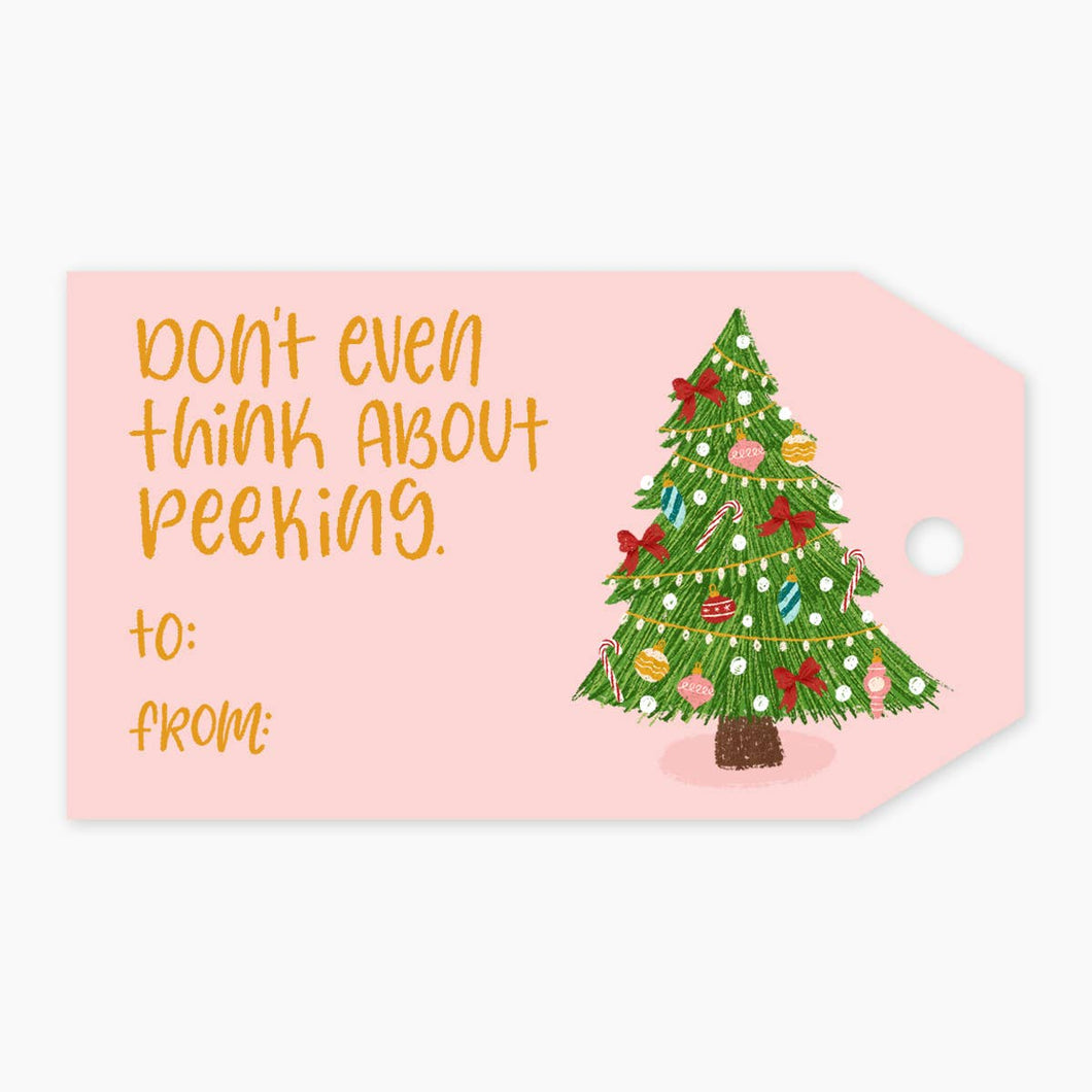 No Peeking - Funny Christmas Tree Gift Tags Pack of 10